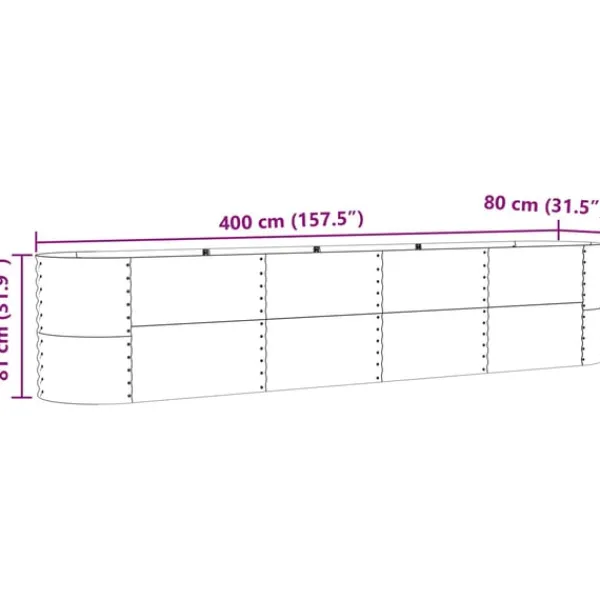 vidaXL Plantningsbænke^Højbed Brun 400 x 80 x 81 cm Stål