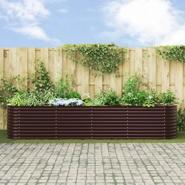 vidaXL Plantningsbænke^Højbed Brun 400 x 80 x 81 cm Stål