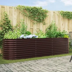 vidaXL Plantningsbænke^Højbed Brun 320 x 80 x 81 cm Stål