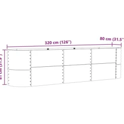 vidaXL Plantningsbænke^Højbed Brun 320 x 80 x 81 cm Stål