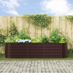 vidaXL Plantningsbænke^Højbed Brun 320 x 80 x 81 cm Stål
