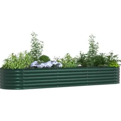 vidaXL Plantningsbænke^Højbed Grøn 320 x 80 x 44 cm Stål