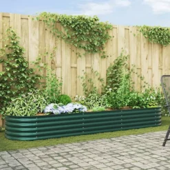 vidaXL Plantningsbænke^Højbed Grøn 320 x 80 x 44 cm Stål