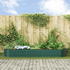 vidaXL Plantningsbænke^Højbed Grøn 320 x 80 x 44 cm Stål