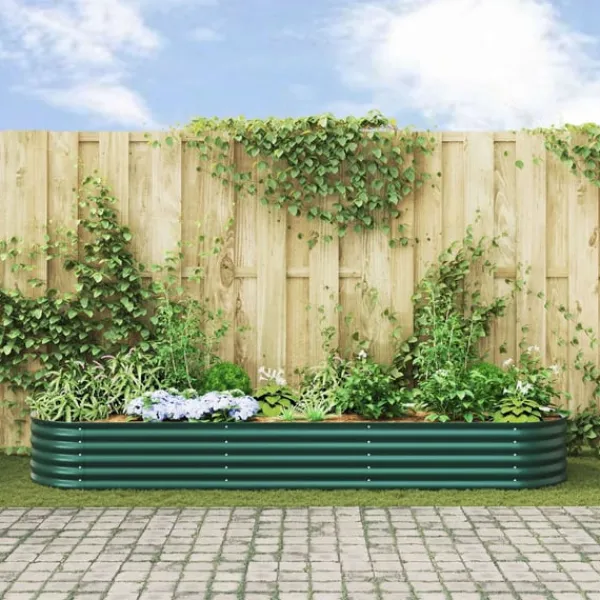 vidaXL Plantningsbænke^Højbed Grøn 320 x 80 x 44 cm Stål