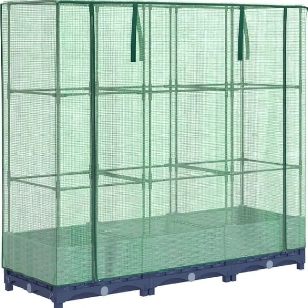 New højbed med drivhusovertræk 120x40x123 cm rattan-look Drivhus