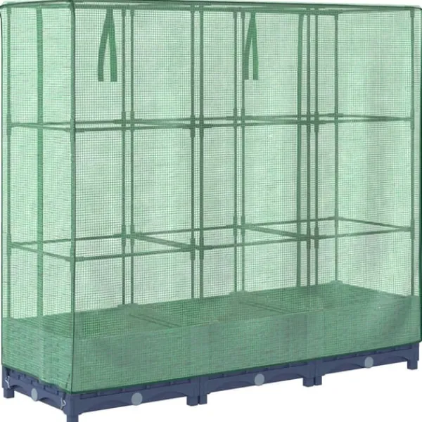 New højbed med drivhusovertræk 120x40x123 cm rattan-look Drivhus
