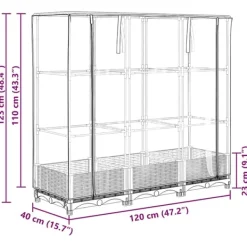 New højbed med drivhusovertræk 120x40x123 cm rattan-look Drivhus