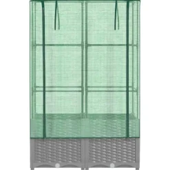 vidaXL Drivhus^højbed med drivhusovertræk 80x40x138 cm rattan-look