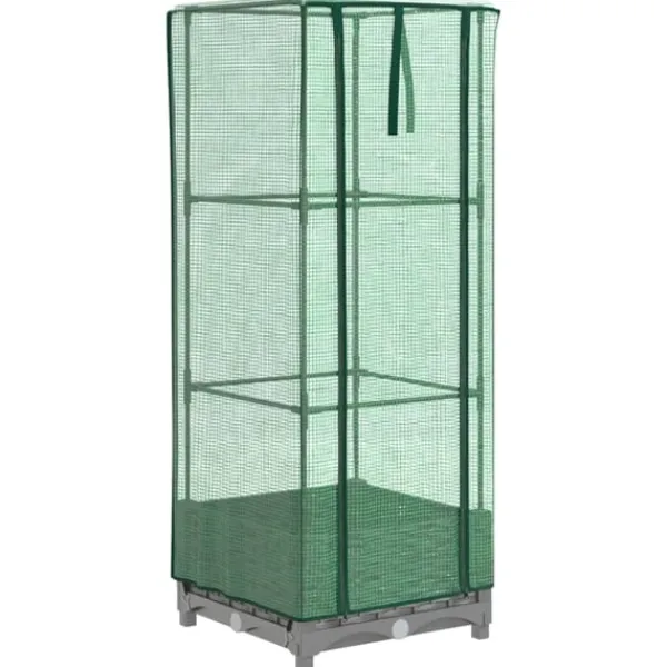 New højbed med drivhusovertræk 40x40x123 cm rattan-look Drivhus