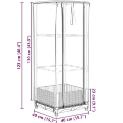 New højbed med drivhusovertræk 40x40x123 cm rattan-look Drivhus