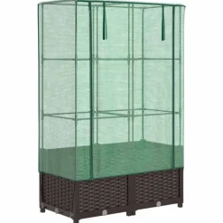 Online højbed med drivhusovertræk 80x40x138 cm rattan-look Drivhus