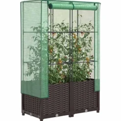 Online højbed med drivhusovertræk 80x40x138 cm rattan-look Drivhus