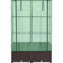 Online højbed med drivhusovertræk 80x40x138 cm rattan-look Drivhus