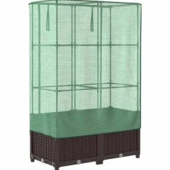 Online højbed med drivhusovertræk 80x40x138 cm rattan-look Drivhus
