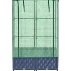 vidaXL Drivhus^højbed med drivhusovertræk 80x40x138 cm rattan-look