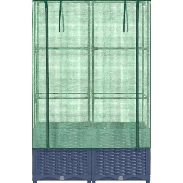 vidaXL Drivhus^højbed med drivhusovertræk 80x40x138 cm rattan-look