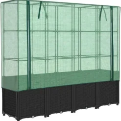 Discount højbed med drivhusovertræk 160x40x153 cm rattan-look Drivhus