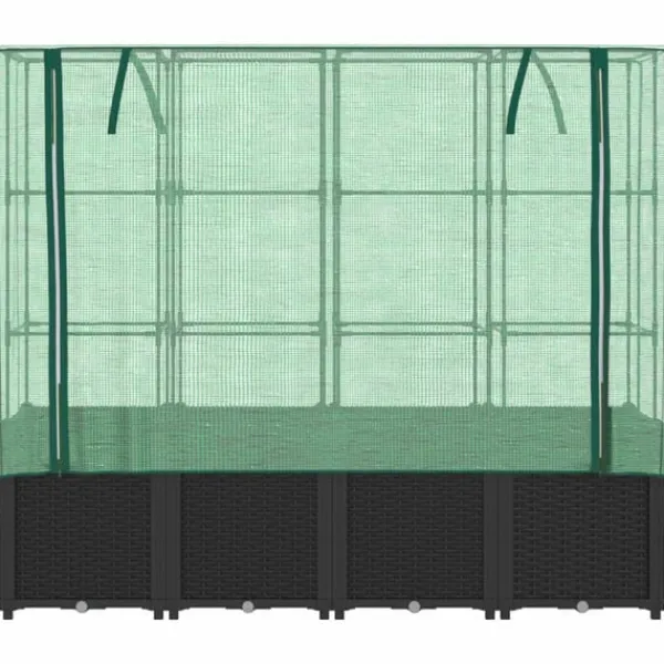 Discount højbed med drivhusovertræk 160x40x153 cm rattan-look Drivhus