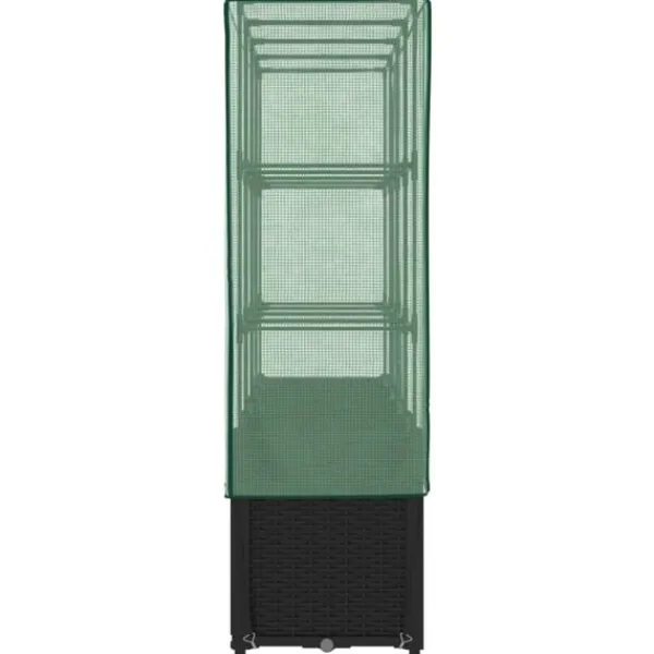 Discount højbed med drivhusovertræk 160x40x153 cm rattan-look Drivhus