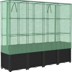 Discount højbed med drivhusovertræk 160x40x153 cm rattan-look Drivhus