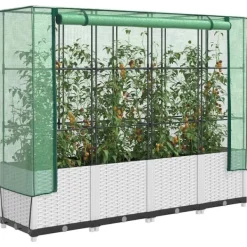 højbed med drivhusovertræk 160x40x138 cm rattan-look Drivhus