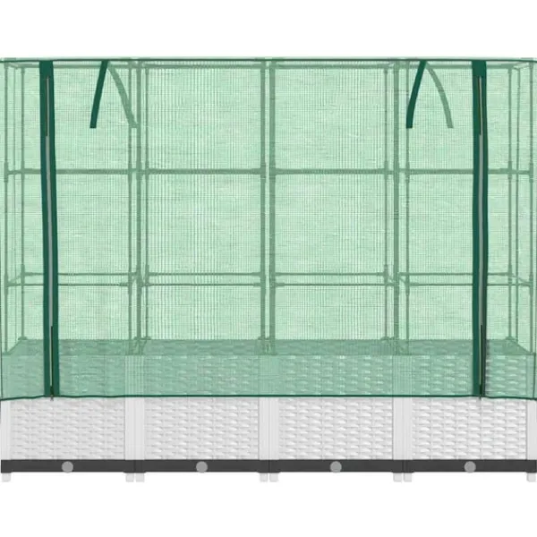 højbed med drivhusovertræk 160x40x138 cm rattan-look Drivhus