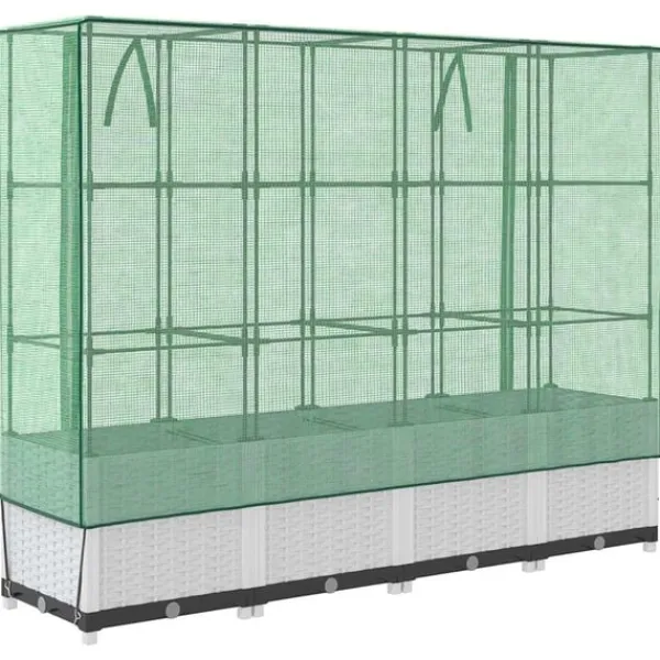 højbed med drivhusovertræk 160x40x138 cm rattan-look Drivhus