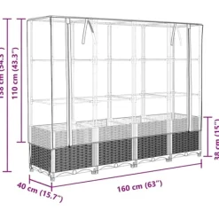 højbed med drivhusovertræk 160x40x138 cm rattan-look Drivhus