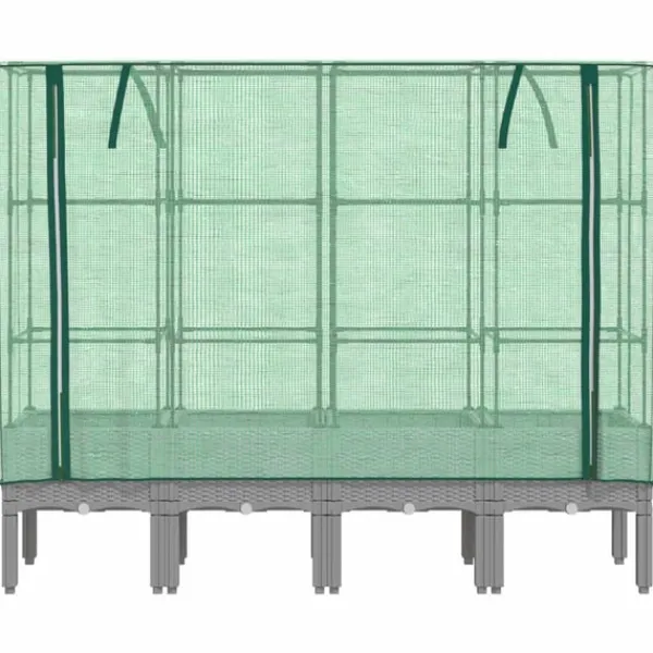 vidaXL Drivhus^højbed med drivhusovertræk 160x40x140 cm rattan-look