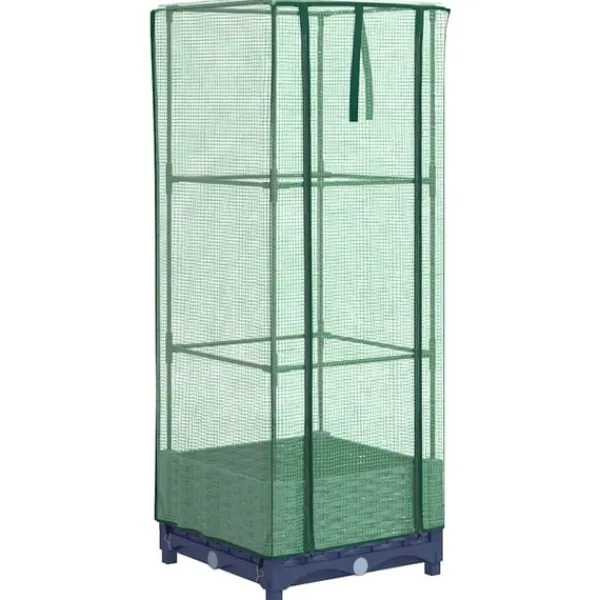 Outlet højbed med drivhusovertræk 40x40x123 cm rattan-look Drivhus