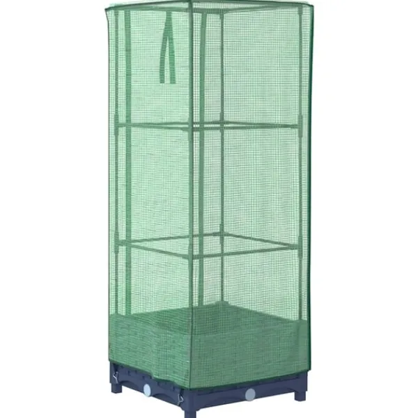 Outlet højbed med drivhusovertræk 40x40x123 cm rattan-look Drivhus