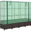 Online højbed med drivhusovertræk 160x40x138 cm rattan-look Drivhus