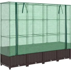 Online højbed med drivhusovertræk 160x40x138 cm rattan-look Drivhus
