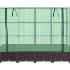 Online højbed med drivhusovertræk 160x40x138 cm rattan-look Drivhus