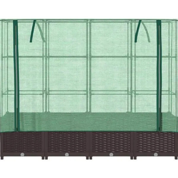 Online højbed med drivhusovertræk 160x40x138 cm rattan-look Drivhus