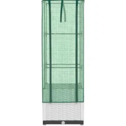 Outlet højbed med drivhusovertræk 40x40x139 cm rattan-look Drivhus