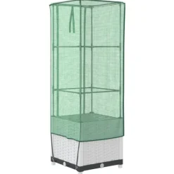 Outlet højbed med drivhusovertræk 40x40x139 cm rattan-look Drivhus