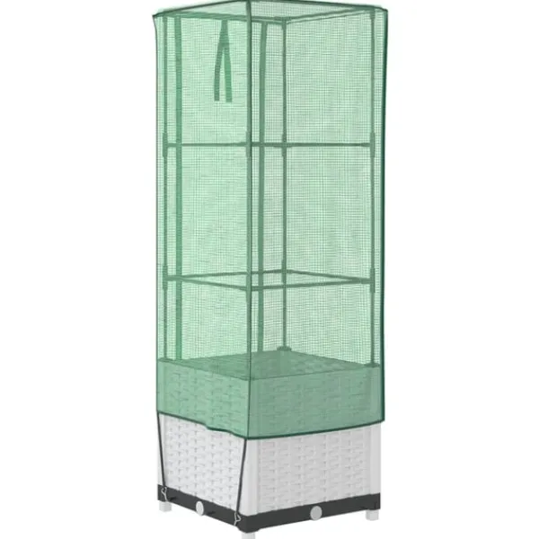 Outlet højbed med drivhusovertræk 40x40x139 cm rattan-look Drivhus