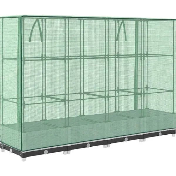 vidaXL Drivhus^højbed med drivhusovertræk 160x40x123 cm rattan-look