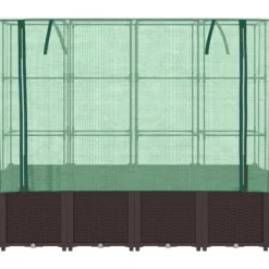 vidaXL Drivhus^højbed med drivhusovertræk 160x40x153 cm rattan-look