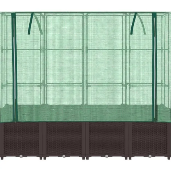 vidaXL Drivhus^højbed med drivhusovertræk 160x40x153 cm rattan-look