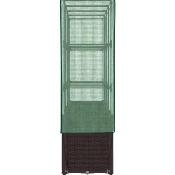 vidaXL Drivhus^højbed med drivhusovertræk 160x40x153 cm rattan-look