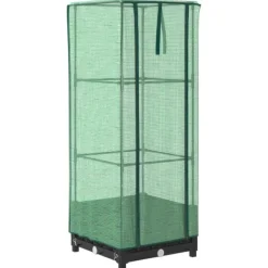vidaXL Drivhus^højbed med drivhusovertræk 40x40x123 cm rattan-look