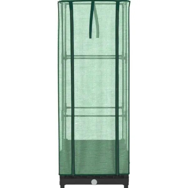 vidaXL Drivhus^højbed med drivhusovertræk 40x40x123 cm rattan-look