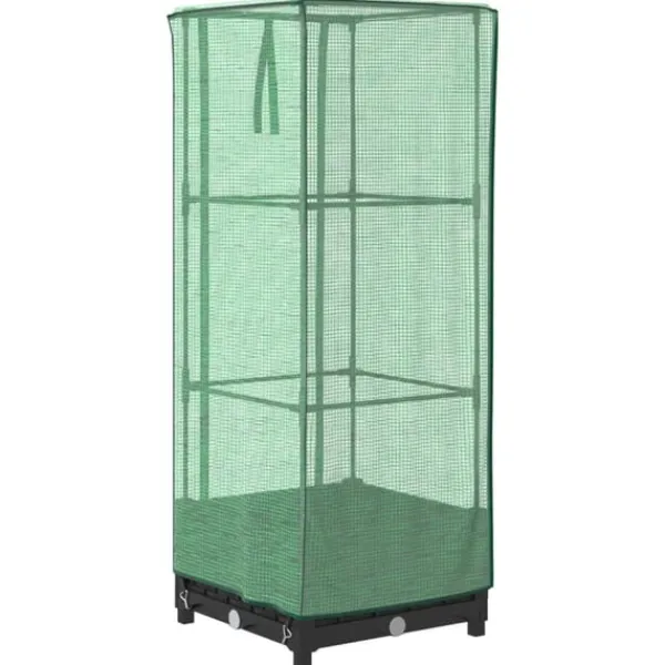 vidaXL Drivhus^højbed med drivhusovertræk 40x40x123 cm rattan-look
