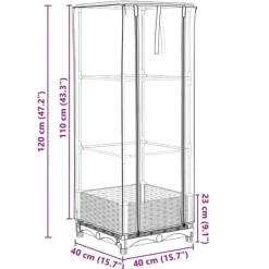 vidaXL Drivhus^højbed med drivhusovertræk 40x40x123 cm rattan-look