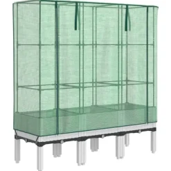 vidaXL Drivhus^højbed med drivhusovertræk 120x40x140 cm rattan-look