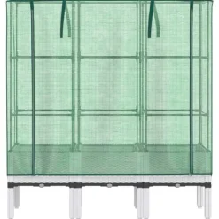 vidaXL Drivhus^højbed med drivhusovertræk 120x40x140 cm rattan-look