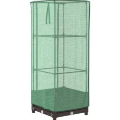 Clearance højbed med drivhusovertræk 40x40x123 cm rattan-look Drivhus